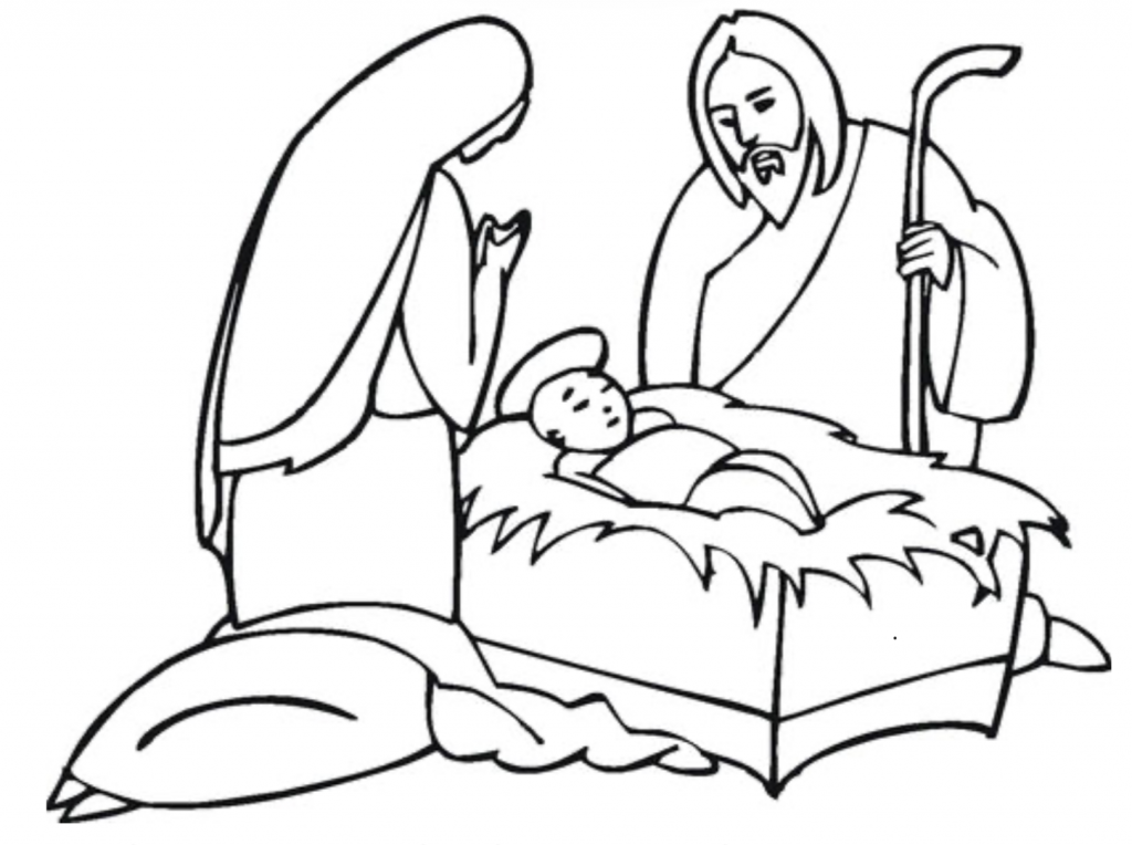 Nativity scene showing Jesus in a manger